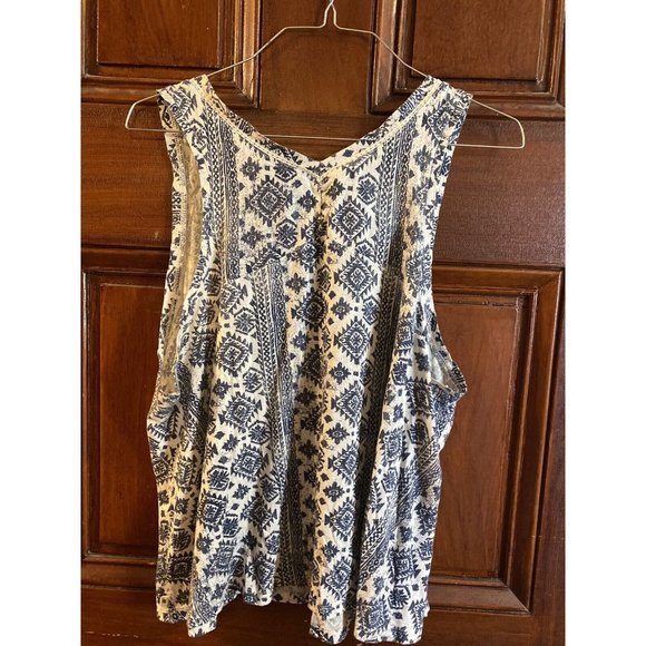 Lucky Brand Aztec Blue/White Swing Tank Sz M Boho - Picture 2 of 7